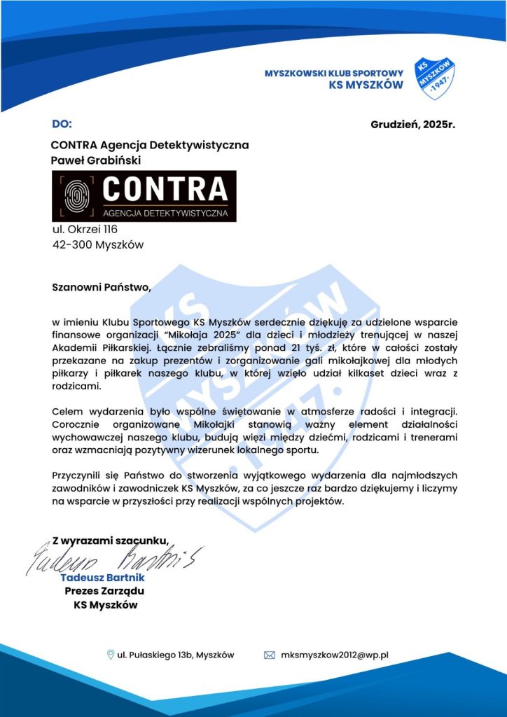 WhatsApp Image 2025 12 20 at 12.59.51 Wspieramy przyszłych mistrzów! Mikołajkowa radość z Klubem Sportowym KS Myszków